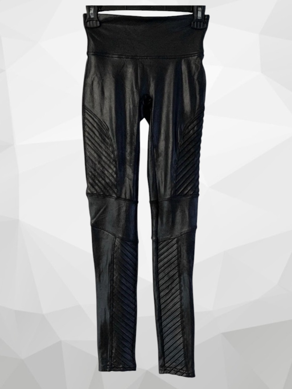 SPANX Black Faux Leather Moto Shapewear Leggings ~ Women’s Small